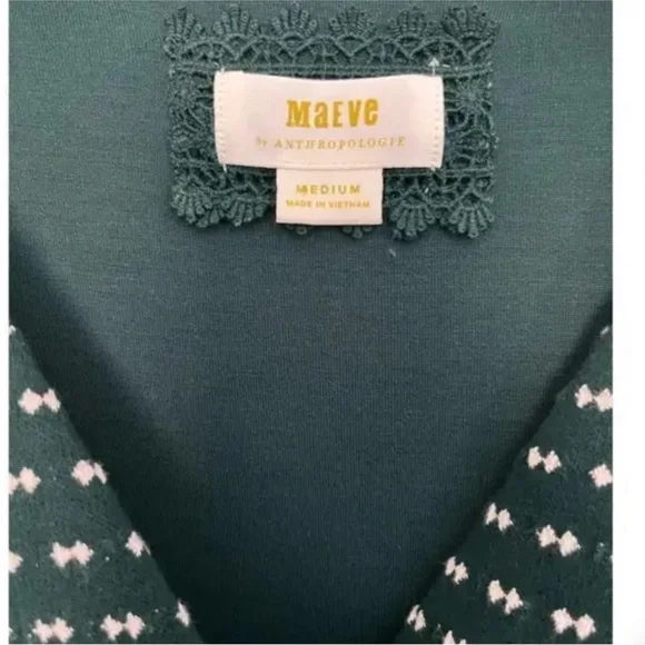 Maeve by Anthropologie ~ Malta green V-neck Lined Long Sleeve Dress | Sz Medium - Picture 11 of 12